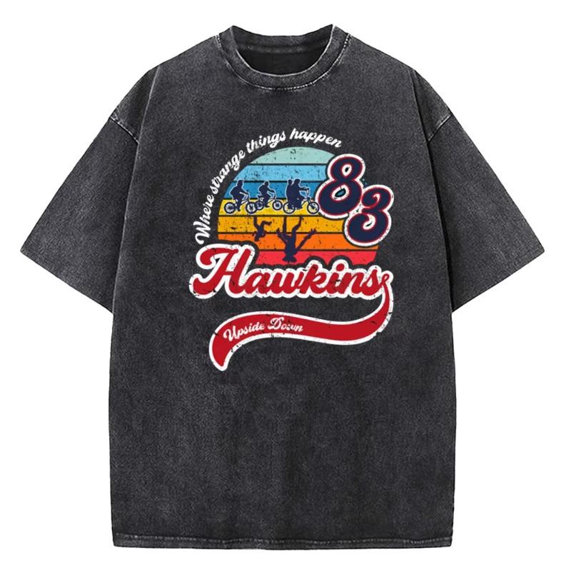 Quality Cotton Acid T Shirt American TV Series Stranger Vintage Washed Movie T-shirt ELEVEN 11 for Men Women