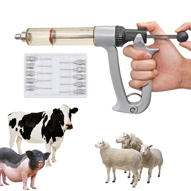 25Ml/50Ml Automatic Adjustable Continuous Syringe Vaccine Syringe with  Needle for Pigs Cattle Sheep Animals Veterinary Syringe