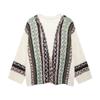 Autumn New Women's V-neck Jacquard Loose Coat - European & American Street Fashion