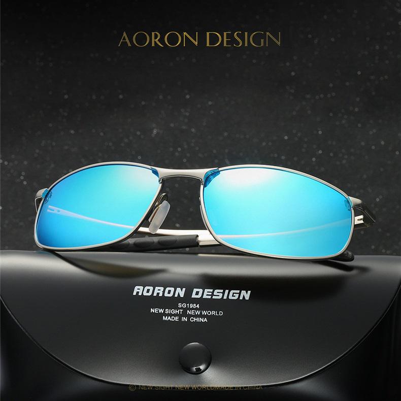 aoron Fashion Men Polarized Sunglasses Classic Sports Driving Sun Glasses UV400 Metal Frame Anti-glare Goggle Eyewear