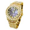 [J.H] Solar Power Radio Clock, Gold, 459 Stones