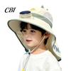 Dinosaur Fishing Hat for Kids Sun with Solar Fan, Wide Brim UV Protection Beach Babies Neck Flap, Summer Cap Boys Girls Camping