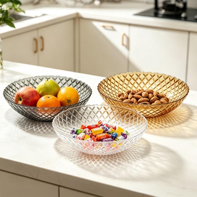 1Pcs Exquisite Flower Shaped Transparent Fruit Plate Plastic Dessert Salad Tray Light Luxury Household Snack Plate