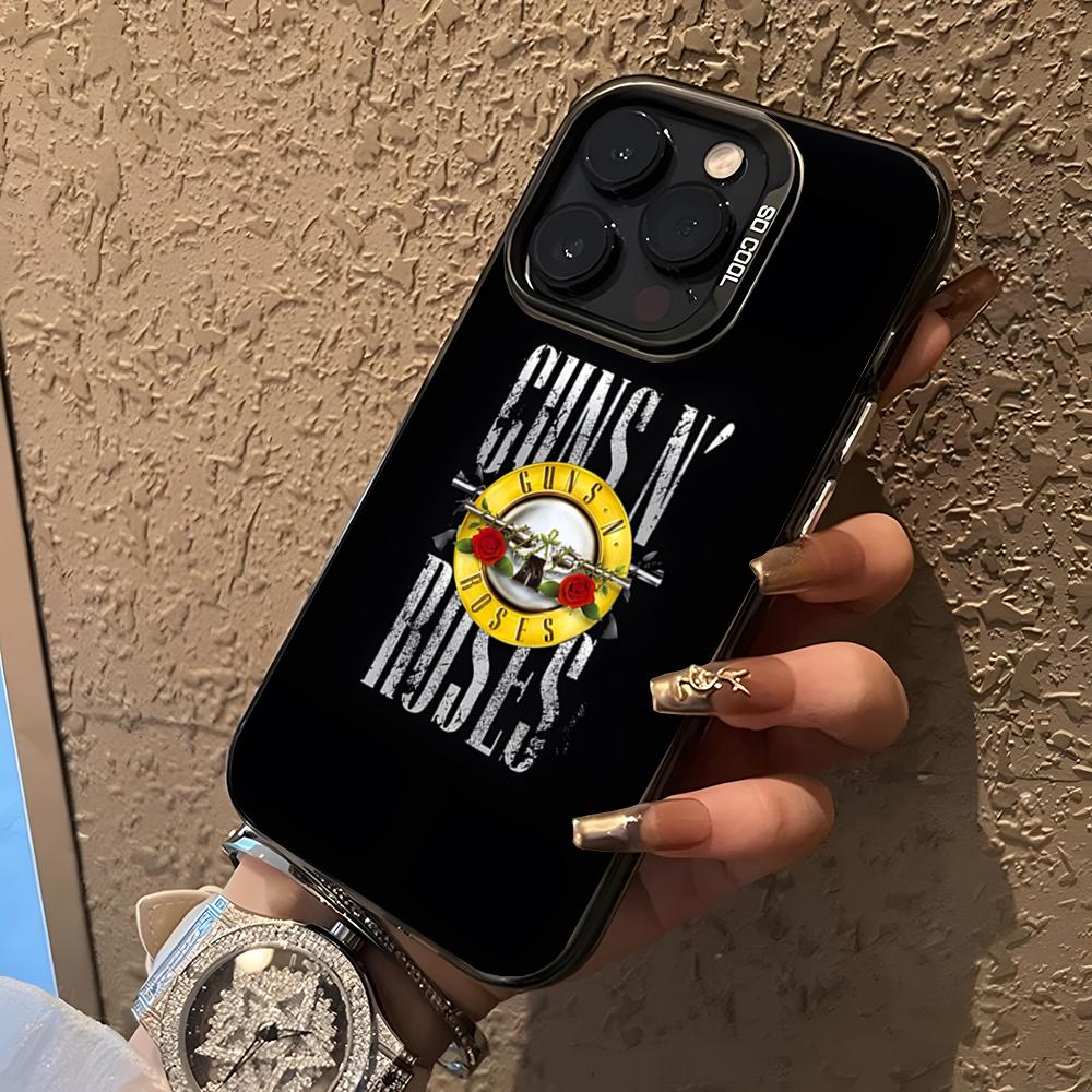 Band G-Guns N Roses Phone Case For 17 Pro Max IPhone 16 Pro Max 15 14 Plus 12 13 X XS Max 11 Colorful Silver Cover