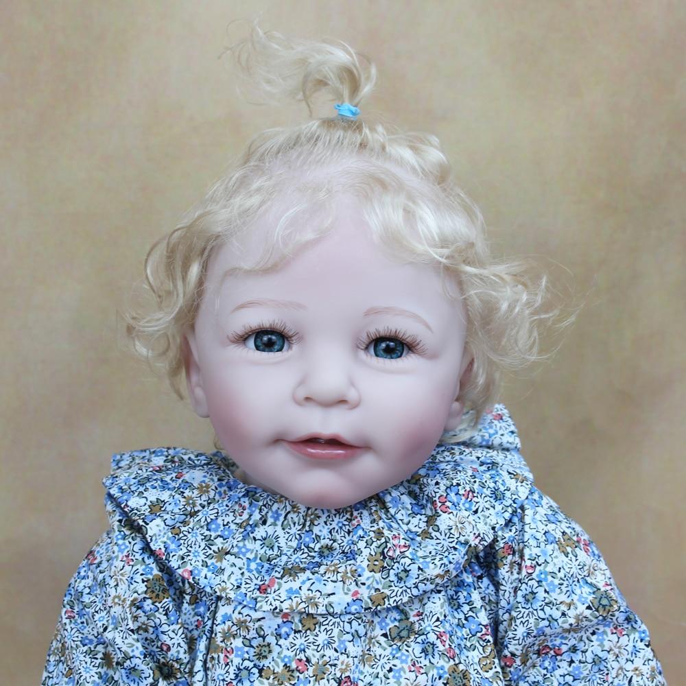 BZDOLL 55 CM měkké silikonové znovuzrozené miminko se zakořeněnými blond vlásky holčičí panenka hračka realistické látkové tělo realistické 22 palcová princezna batole Bebe