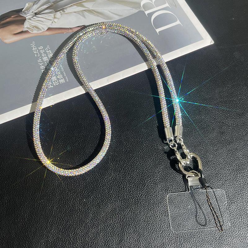 Luxury new style high-end rhinestone crossbody chain phone case keychain pendant chain phone strap accessory 50cm Rhinestone crossbody
