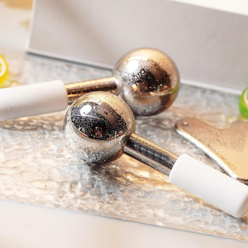 Facial Ice Globes Cold Hot Stainless Steel Facial Roller Skin Beauty Spa Cooling Globe Massage Ball Face Care Cryo Freeze Stick
