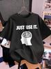 Brain Just Use It Prints TShirts Womens Cotton Summer Short Sleeve Tops Comfortable Soft ONeck T Shirt Casual Woman Clothes