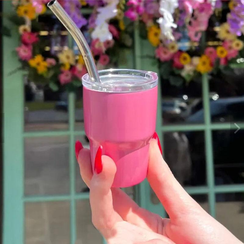 3oz Sublimation Tumble Whiskey Wine Glass Stainless Steel Vacuum Insulation Cup Car MIni Coffee Cup With Straw Party Gift