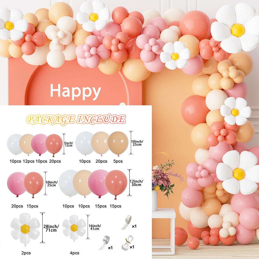 Daisy-Themed Pink & White Balloon Set for Weddings & Birthdays