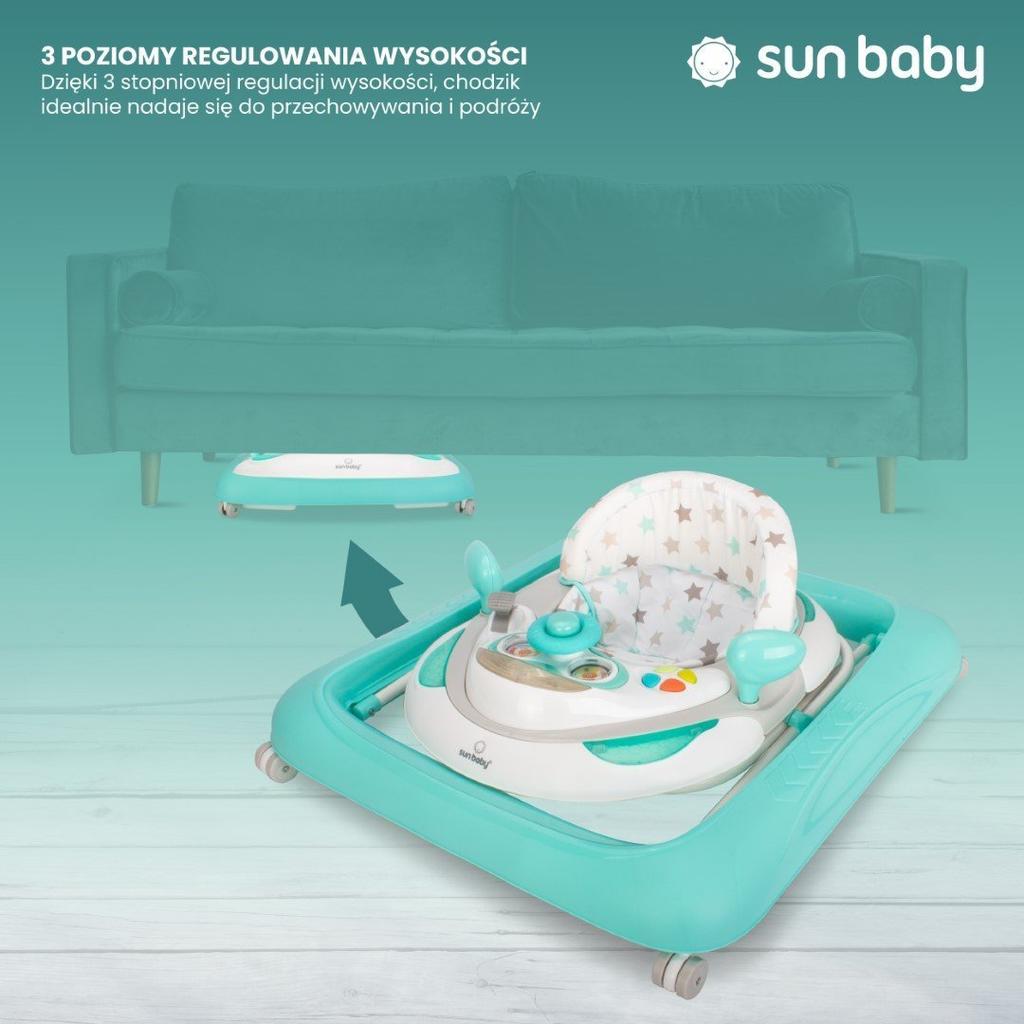 Caminador Interactivo para Niños para Aprender a Caminar Ajuste de Altura Volante Frenos Menta Estrellas
