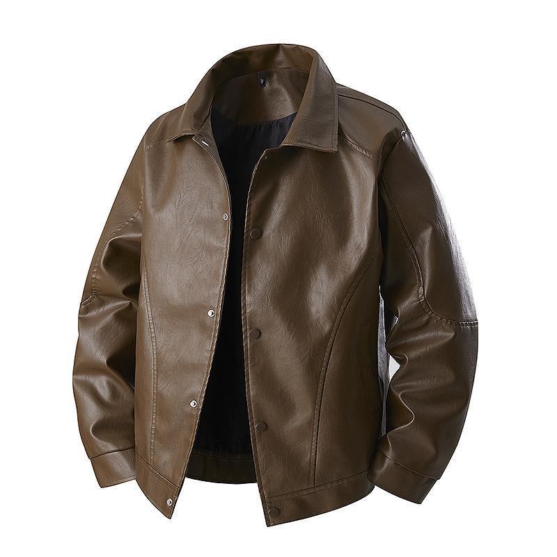 Giacca di pelle da uomo primavera slim fit revers giacca casual da uomo top antivento giacca casual