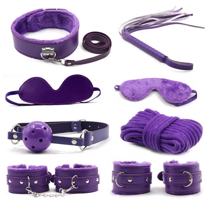 7-Piece Plush Leather Bondage Set for Couples' Flirting