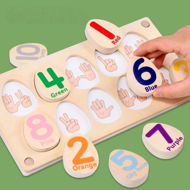 Montessori Color Number Cognition Matching Egg Puzzle Wooden Dinosaur Egg Pairing Children's Educational Toys Thinking Training