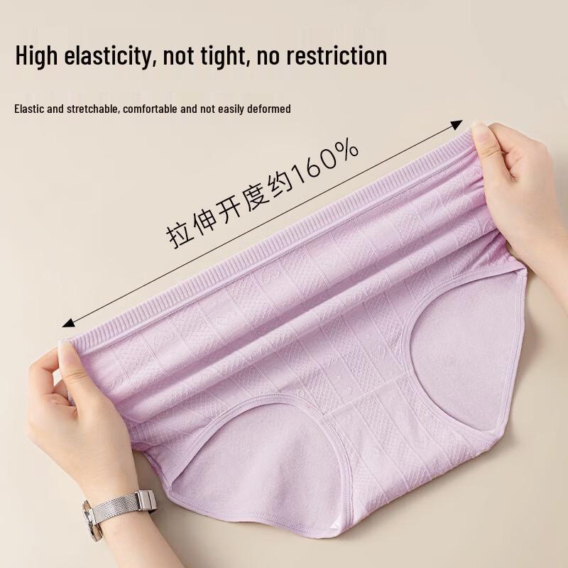 Boruirui Plus Size Women's High-Waist 7A Antibacterial Cotton Briefs 4-Pack