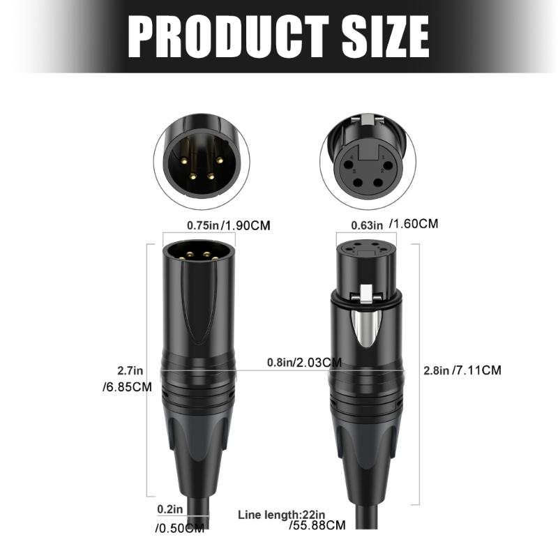 Durability 4Pin XLR Male to Female Y Splitter Cable for Splitting Merging Sound Signal in Professional Music Systems