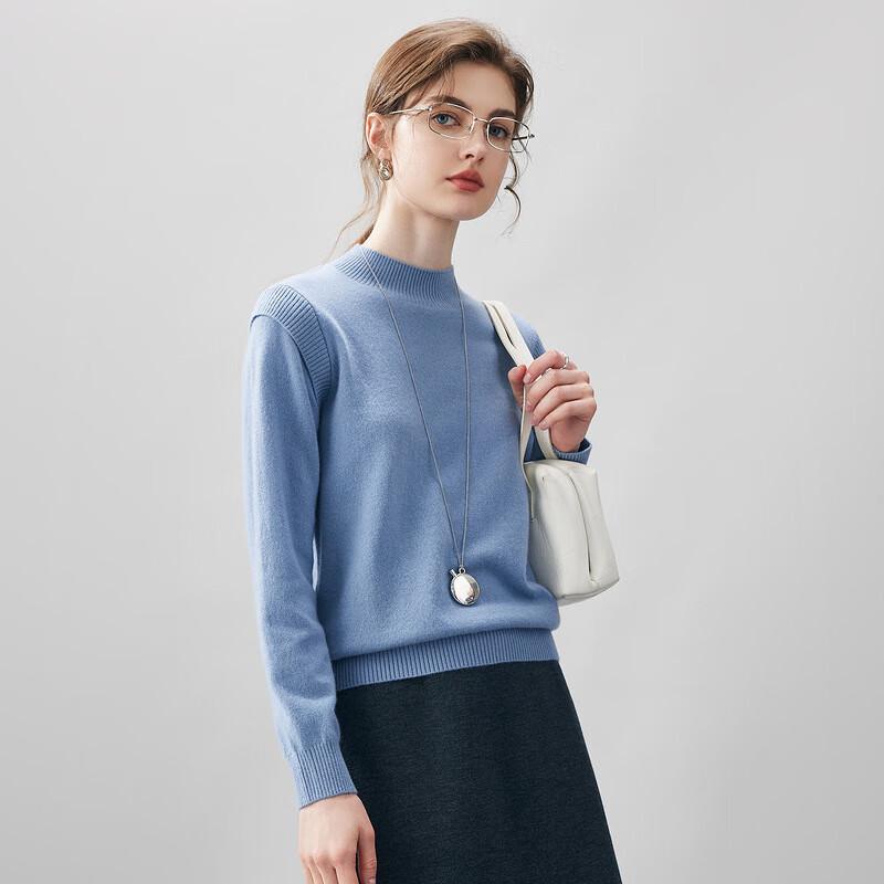 Commomboca Damen Kaschmirpullover mit halbem Stehkragen