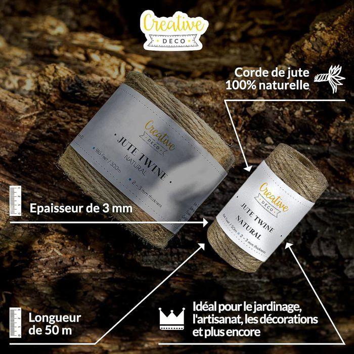 Ficelle Jute - Creative Deco - 50m - Épaisseur 3mm - Mariage Champetre - Bricolage DIY