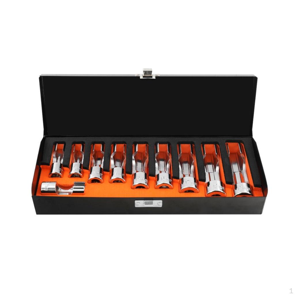 OpenEnd Socket Wrench with Case ChromeFinished Oil Pipe Polished Offset Spanner for