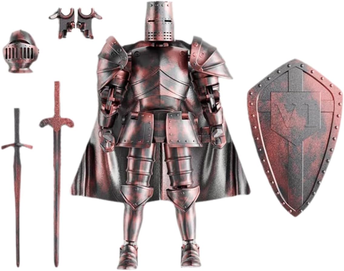 

Фигурка рыцарской брони - Сделай сам, подвижный робот с несколькими суставами, со средневековой броней, коллекционная игрушка с возможностью позирования для детей и взрослых красный