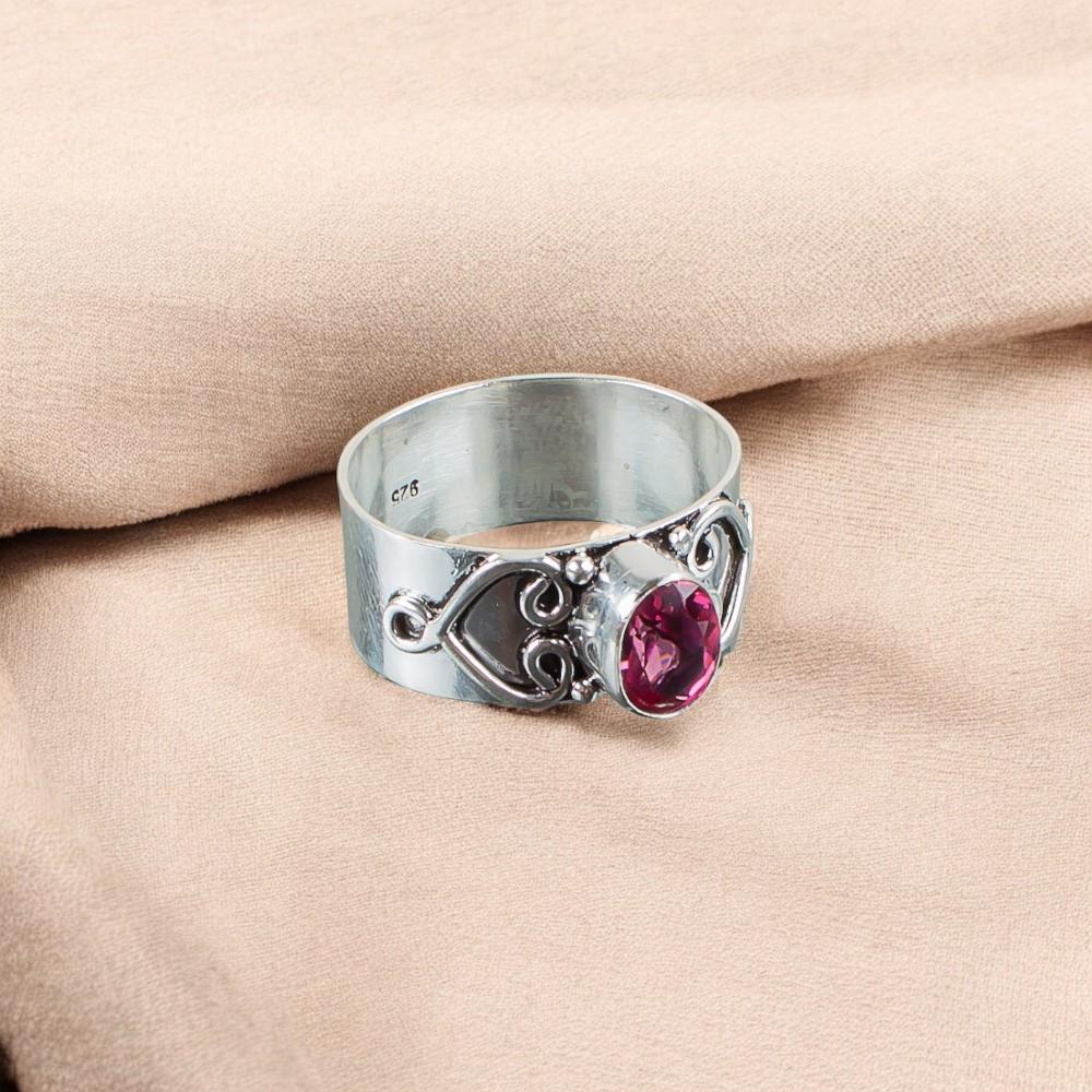 Pink Tourmaline Gemstone 925 Sterling Silver Jewelry Handcrafted Statement  Ring RR-16-2