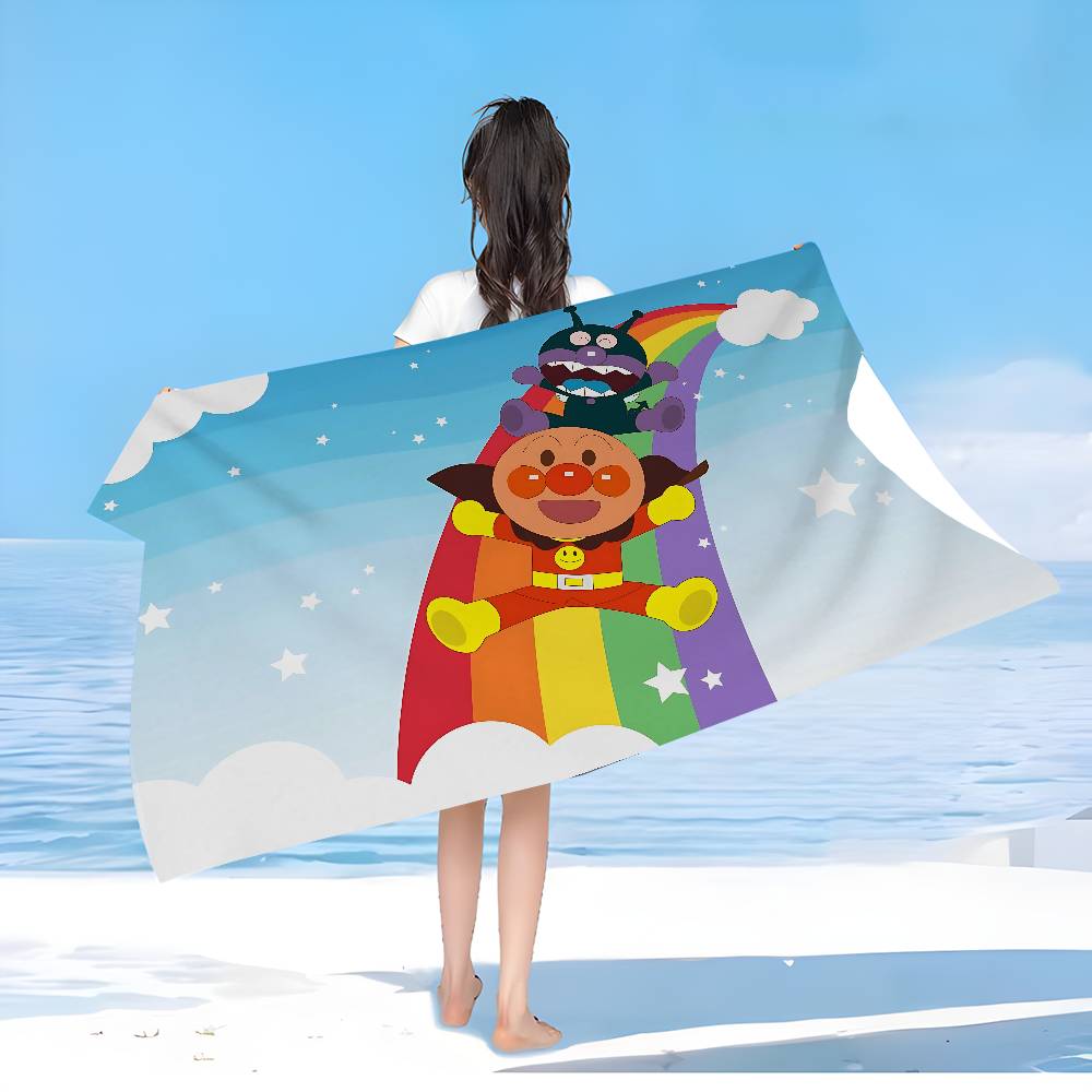 A-Anpanman Anime Microfiber Printed Beach Towel Mountain Climbing Yoga Beach Swimming Running Absorbent Soft Towel