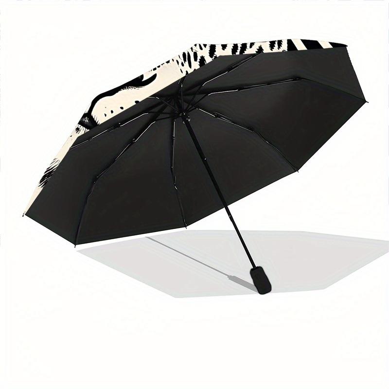 1pc Leopard Print Automatic Open/close Folding Compact Umbrella, 8-Rib Sturdy Canopy, Lightweight Portable, Everyday Use, Gift, Outdoor Umbrella, Trav