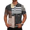 Men's Casual Loose Fit Short Sleeve Polo Shirt with Mixed Pattern Design Flag Stripes and Dots Print Lightweight Comfortable Top
