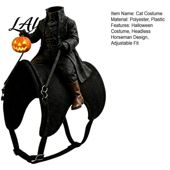 Kopfloser Reiter Haustierkostüm Katzenkostüm Halloween 3D Lustiger Reiter mit Kürbis Feiertag für Hunde Laterne Verstellbares Geschirr Kleine Katzen Cosplay