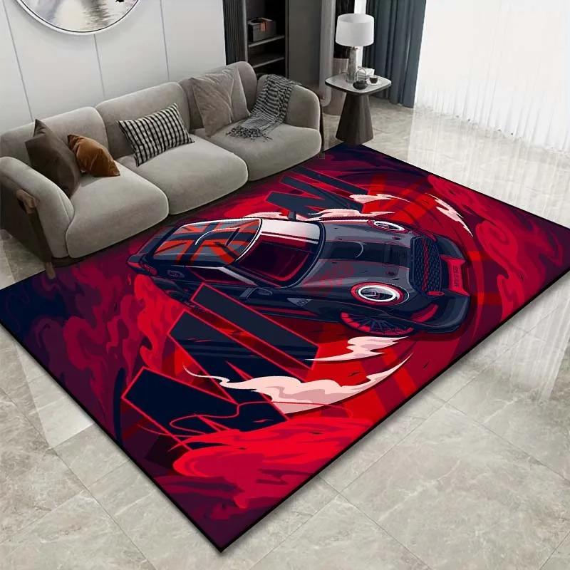 Cool Racing Car Pattern Artwork Carpet Living Room Carpet Bedroom  Kitchen Floor Mat Floor Non-Slip Mat Carpet Home Decor