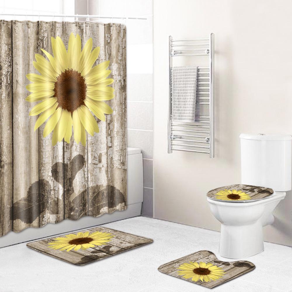 Colored Animals Elephant Lion Horse Bathroom Non-Slip Floor Mat Shower Curtain Carpet Personality Cool