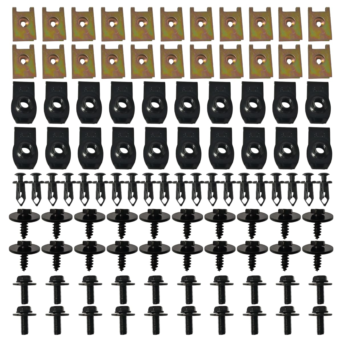 100PCS Automotive Screws and Bolts, Car Body Bolts for Engine Under Cover Splash Shield Guard, Fenders Liner Push Retainer Auto Bumper Clips 100PCS