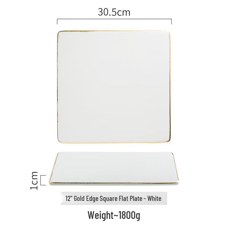 Wuhua Japanese Style Gold Rim Bone China Dinner Plate