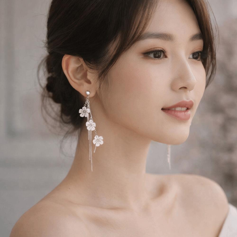 Versatile Pendant Earrings Resin Flower Earrings Elegant Fringe Hoop Earrings  Fashion Events
