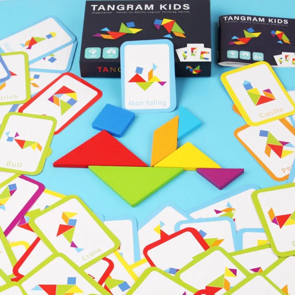 Drewniane Tangramy Puzzle Planszowe Gry Dziecięce Montessori Zabawki Edukacyjne Dzieci Przedszkole Kształty Geometryczne Pomoc Dydaktyczna