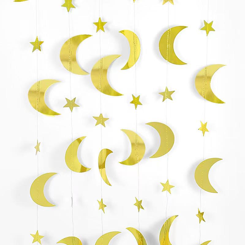 Gold Star & Moon Party Decorations - Hanging Backdrop for Weddings