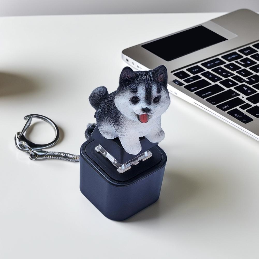 Cute Cat Dog Keyboard Fidget Keychain Press Button Stress Relief for Office Work, School Study & Anxiety Management