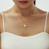 Qiong Yao Luxury Shimmering Star Zirconia Necklace with Personalized Stainless Steel Clavicle Chain, PVD Gold Plated.