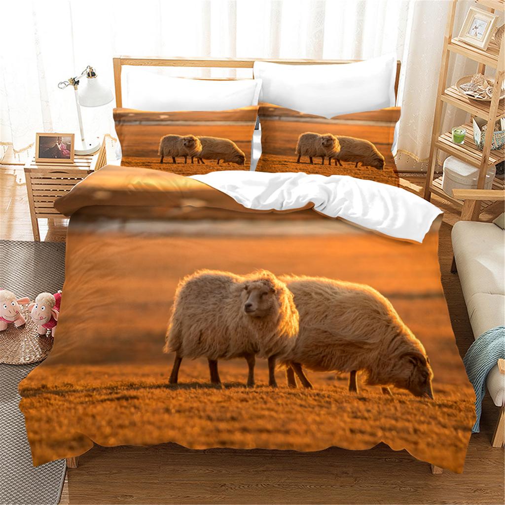 3D Printed Sheep Duvet Cover with Pillow Cover Bedding Set Single Double Twin Full Queen King Size Animal Bed Set Bedroom Decor