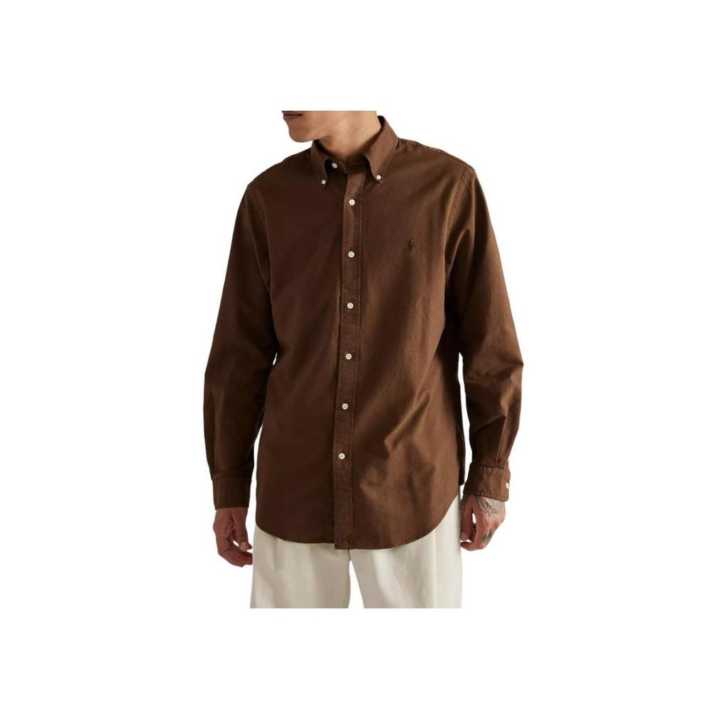 Polo Ralph Lauren Solid Button-Down Fitted Long Sleeve Shirt Men shirts Dark-Brown 710794141-034