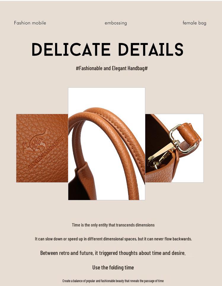 Elegant Women's Versatile Bucket Bag – High-End, Large Capacity, Textured Handbag for Commuting and Practical Use