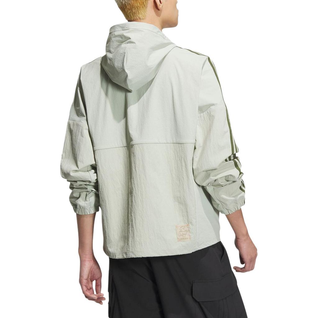 adidas Originals Patchwork Functional Windproof Hooded Sports Jacket Men Outerwear Halo-Green JG1519