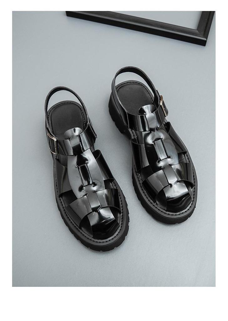 Men's Roman Sandals: Summer Leather Thick Sole Casual Shoes – Large Size