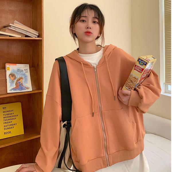 Women's Korean Style Loose Hooded Sweatshirt Jacket - Short, Thin, Trendy, 2026 Spring/Autumn Design