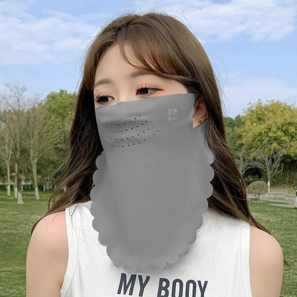 Solid Color Ice Silk Mask Summer Face Scarves Neck Wrap Cover Breathable Sunscreen Mask  Cycling