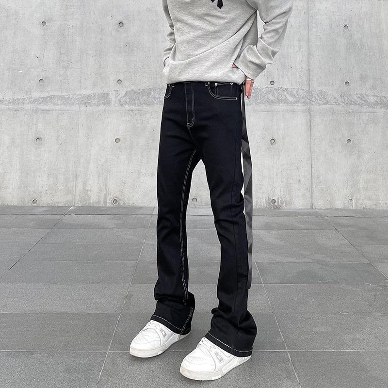 Джинсы клеш JYL мужские Винтажная лента Уличный стиль Узкие прямые Повседневные Джинсовые S амарантовый