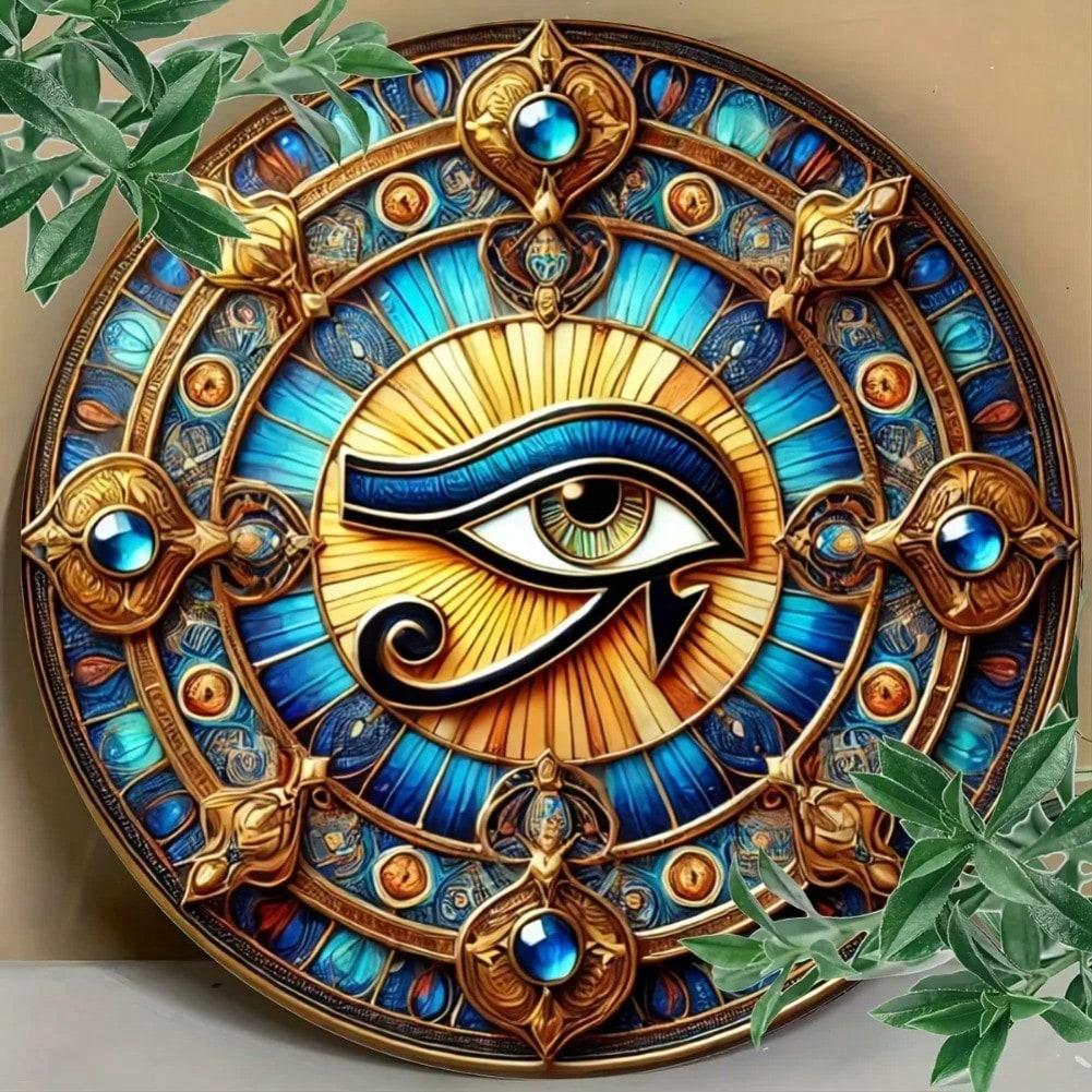 

Vintage Horus Eye Round Metal Wall Art Religious Collectible Home Bar Decor 20x20 разноцветный