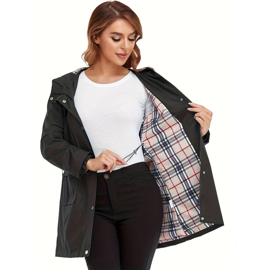 Women's Waterproof Slim Fit Trench Coat Windproof Outdoor Jacket