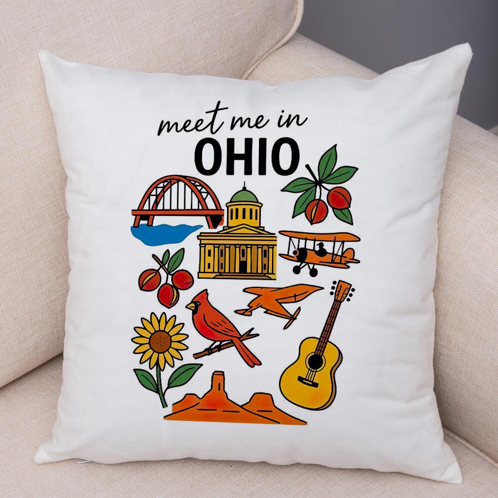 North Carolina Design Pillowcase Double Print Oklahoma Theme Cushion Cover Soft Plush North Dakota Style Pillowcase for Sofa