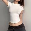 Women Sexy Summer Crewneck Crop Top Fashion Casual Slim Fit T-shirt Short Tight Workout Basic Bottoming Shirt